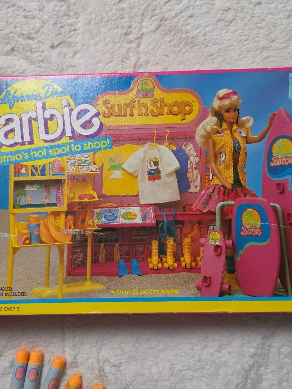 Vintage 1987 Barbie California Dream Surf n Shop Playset Box Accessories 4461